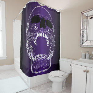 Rideaux De Douche Crâne hurlant - Crâne blanc et pourpre