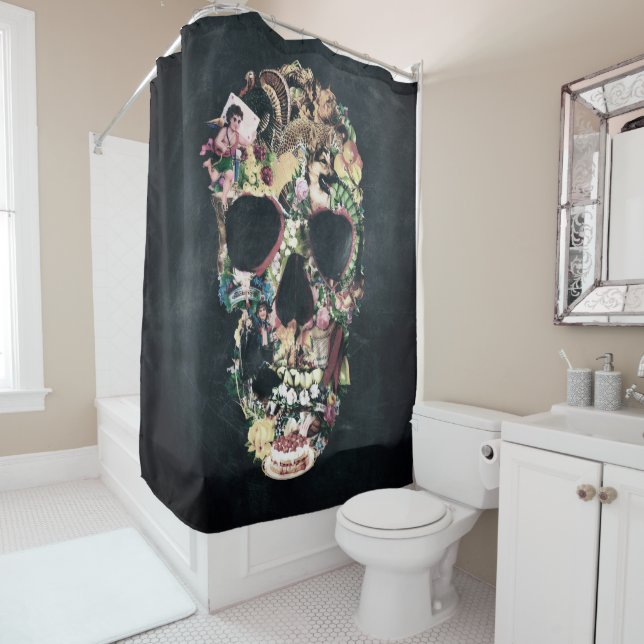 Rideaux De Douche Crâne vintage (En situation)
