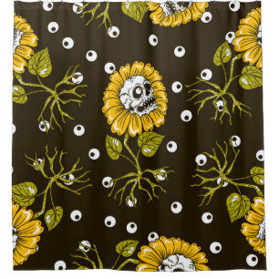 Rideaux De Douche Crânes de tournesol : Unique Motif sans fil.