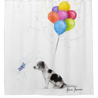 Rideaux De Douche Crayon Coloré Dessinant Le Chien Beagle Et Les Bal