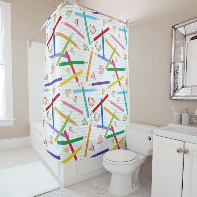 Rideaux De Douche Crayons colorés Enfants Motifs (En situation)