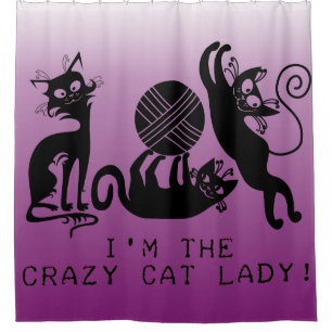 Rideaux De Douche Crazy Chat Lady Chats Noirs Avec Fils
