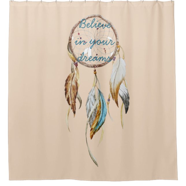 Rideaux De Douche Crème Brown Turquoise Dream Catcher (Devant)
