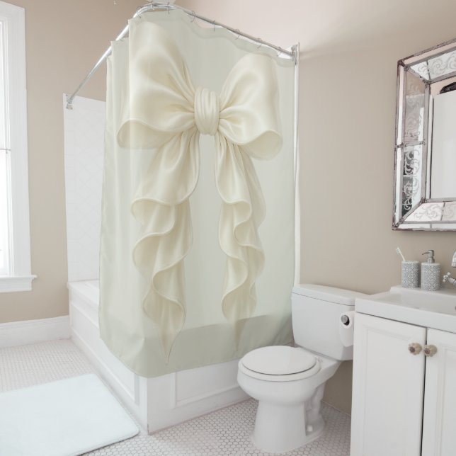Rideaux De Douche Crème Cascade Ruffle Bow Elegant Posh Girl (En situation)