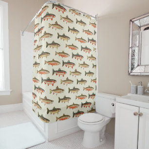 Rideaux De Douche Crème de pêche Abondance de truite