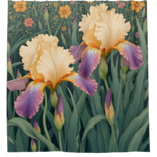 Rideaux De Douche Crème et Iris pourpre