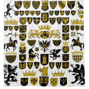 Rideaux De Douche Crêtes héraldiques, dessins symboliques.