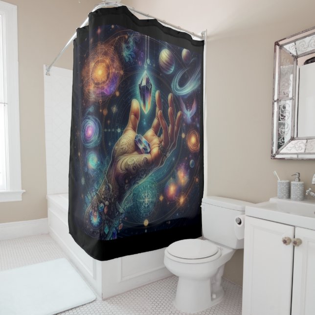 Rideaux De Douche Cristal céleste dans la spacy Palm Galaxy (En situation)