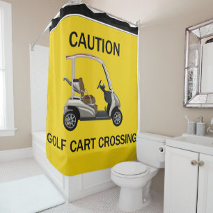 Rideaux De Douche Croisement jaune de chariot de golf de précaution