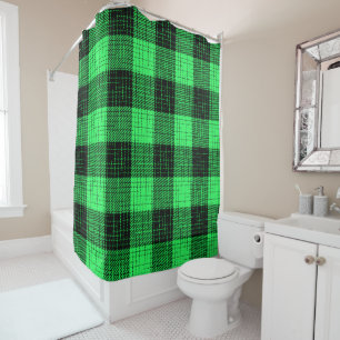 Rideaux De Douche Croix à carreaux verts et noirs Buffalo Check