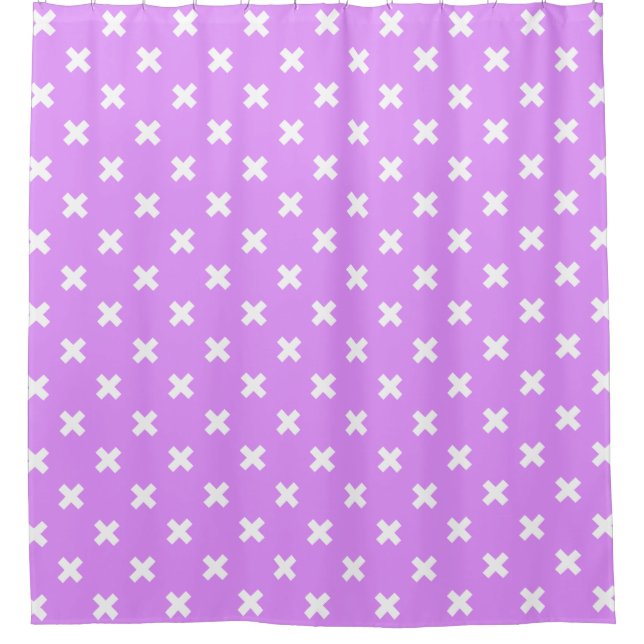 Rideaux De Douche Croix blanches sur lilas (Devant)