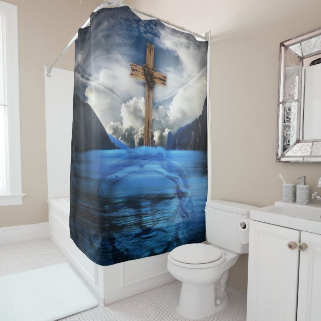 Rideaux De Douche Croix enchaînée par vallée de Jésus (En situation)