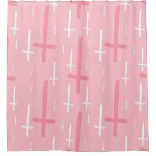 Rideaux De Douche croix inversée rose pastel