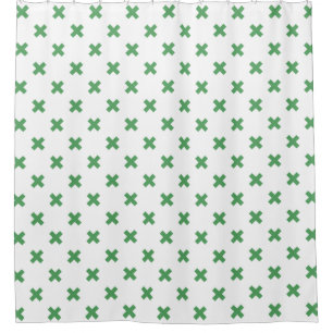 Rideaux De Douche Croix verte coutures sur blanc