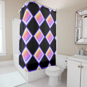 Rideaux De Douche Cube diamants pixelisés arc-en-ciel Rétro 80