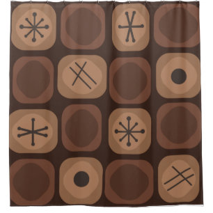 Rideaux De Douche Cubes Soft Mod Art des années 1950 Brown