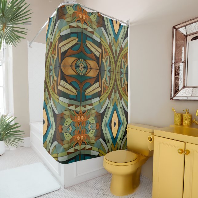 Rideaux De Douche Cubiste Abstraite Art Déco inspiré 4 (Créateur téléchargé)