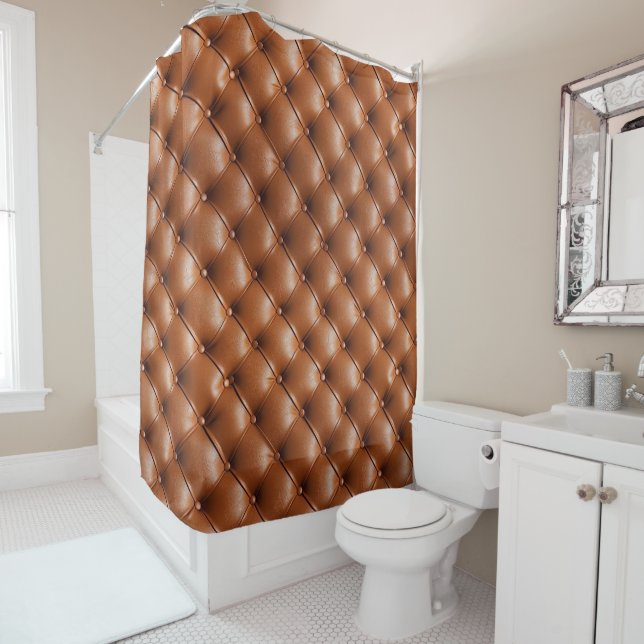 Rideaux De Douche Cuir Brown Faux (look cuir) (En situation)