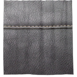 Rideaux De Douche Cuir noir cousu avec couture blanche
