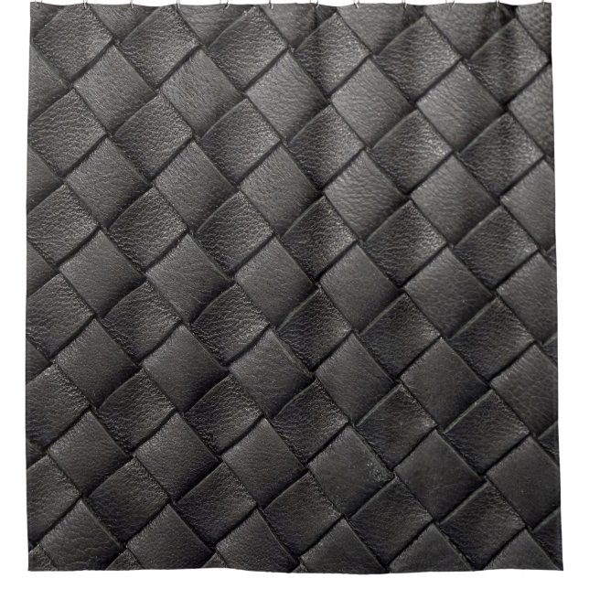 Rideaux De Douche Cuir noir tressé : Texture Vintage (Devant)