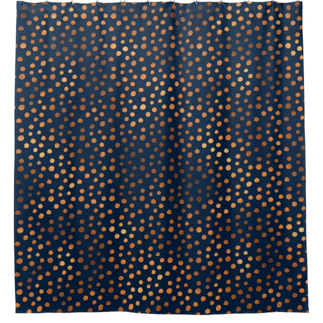 Rideaux De Douche Cuivre de la marine Spots Pois métalliques (Devant)