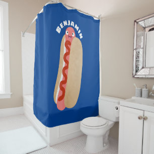 Rideaux De Douche Curieux hot dog Weiner dessin animé