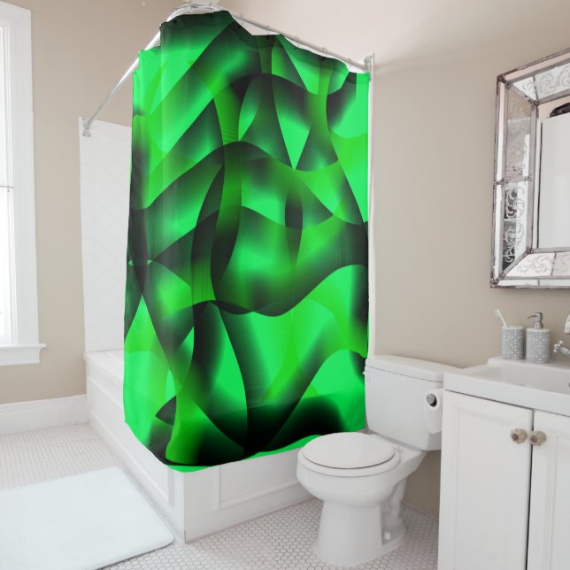 Rideaux De Douche Curling vert citron vert et noir, avec ombre ? (En situation)