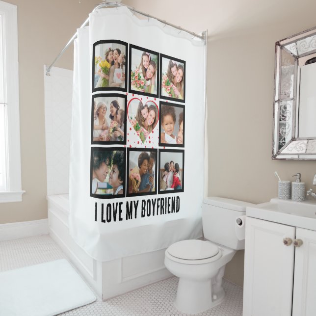 Rideaux De Douche Custom Cute I love my boyfriend 9 Collage photo (En situation)