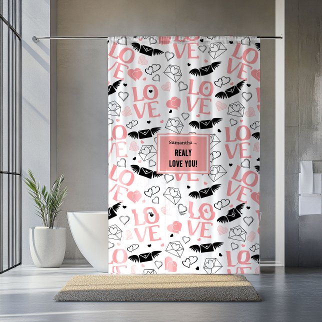 Rideaux De Douche Custom Love Gift Shower Curtain Hand Drawn Hearts (Custom Love Gift Shower Curtain Hand Drawn Hearts)