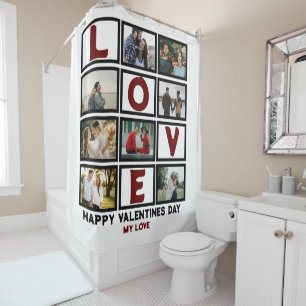 Rideaux De Douche Custom Love Happy Valentines Day 8 Collage photo