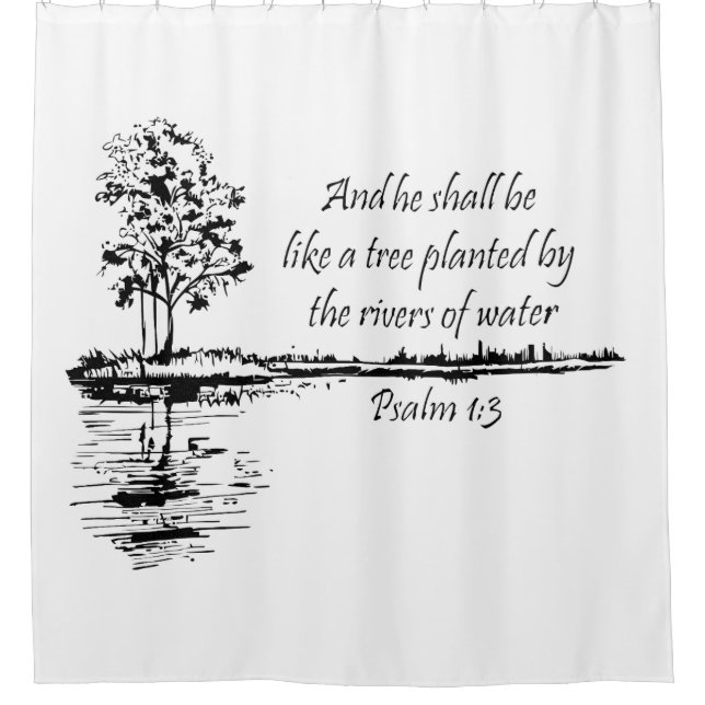 Rideaux De Douche Custom Name Encouraging Scripture Psalm 1:3  (Devant)