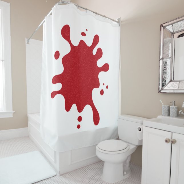 Rideaux De Douche Custom Tomato Red Splatter Graphic Curtain (En situation)