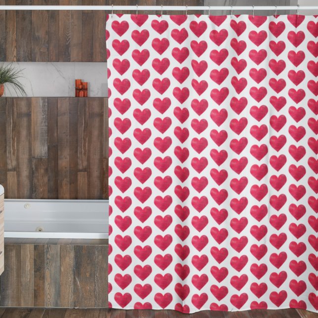 Rideaux De Douche Cute Aquarelle Coeurs Simple Valentines Motif (Créateur téléchargé)