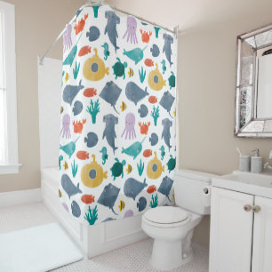 Rideaux De Douche Cute Aquarelle Océan Animaux Motif
