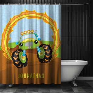 Rideaux De Douche Cute Boy Green Monster Camion Personnalisé