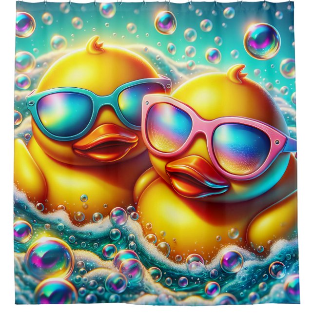 Rideaux De Douche "Cute Bubble Bath Rubber Ducklings" (Devant)
