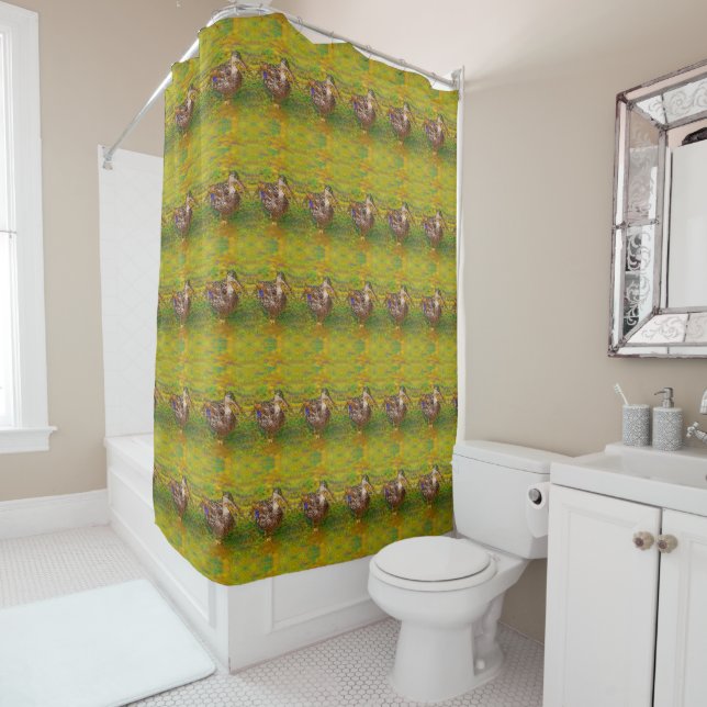 Rideaux De Douche Cute Canards Dans Un Motif Animal De Ligne (En situation)