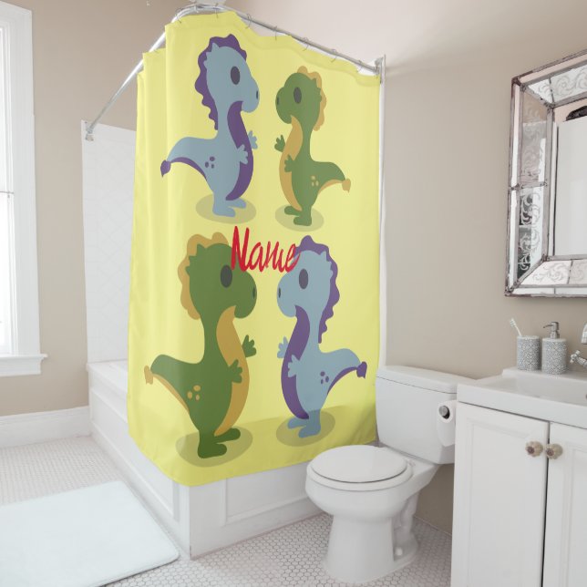 Rideaux De Douche Cute Dinosaur Paire Thunder_Cove (En situation)