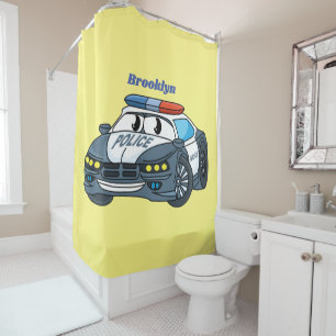 Rideaux De Douche Cute happy police car cartoon illustration