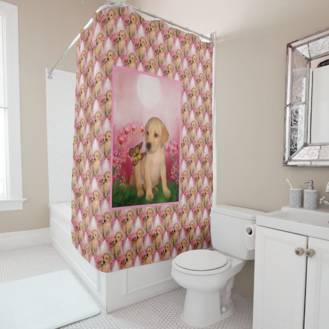 Rideaux De Douche Cute Labrador Retriever Motif de marionnettes (En situation)