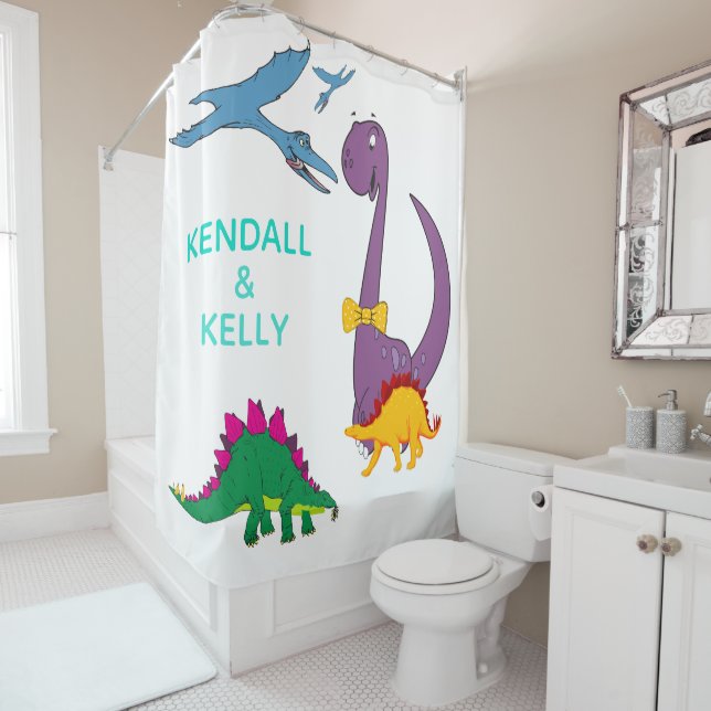 Rideaux De Douche Cute Personnalisé Enfants Moderne Dinosaure Douche (En situation)