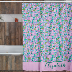 Rideaux De Douche Cute Pink and Green Frogs Nom personnalisé Fille