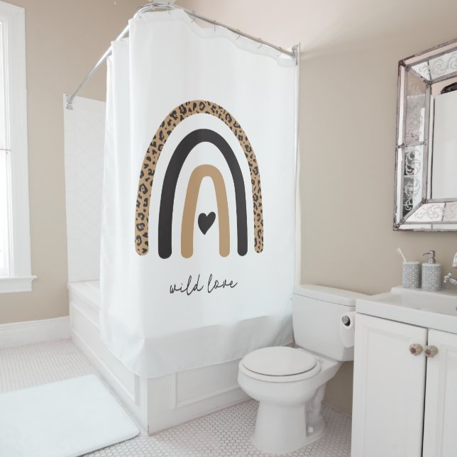 Rideaux De Douche Cute Rainbow Leopard Motif (En situation)
