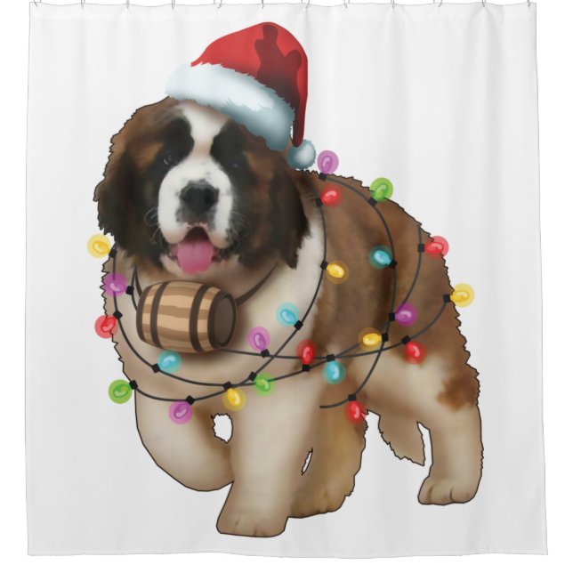 Rideaux De Douche Cute St. Bernard Dog Funny Xmas Holiday Gift (Devant)