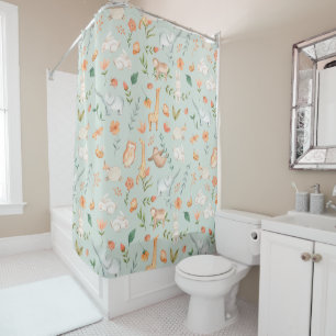 Rideaux De Douche Cute Turquoise bébé animal Pastel Motif