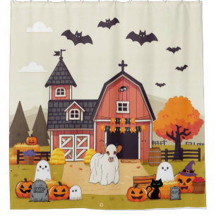 Rideaux De Douche Cute vache d'Halloween et ferme