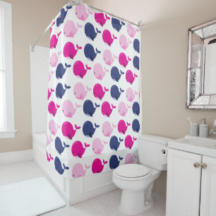Rideaux De Douche Cute Whales, Pattern of Whales, Sea Animals