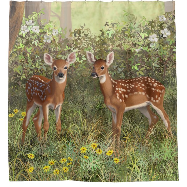 Rideaux De Douche Cute White Deer Twin Fawns (Devant)