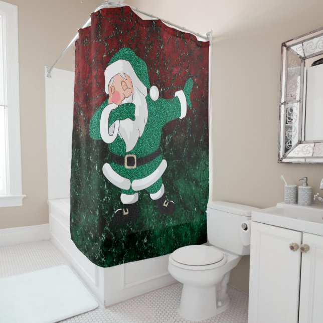 Rideaux De Douche Dabbing Green Santa Claus | Fun Holiday XMAS Humou (En situation)