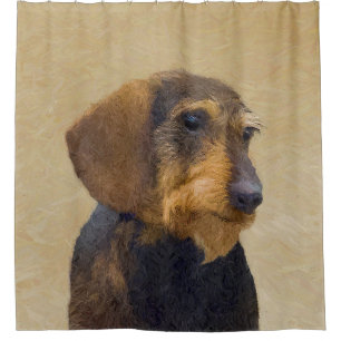 Rideaux De Douche Dachshund (À poils durs) Peinture Chien Art origi